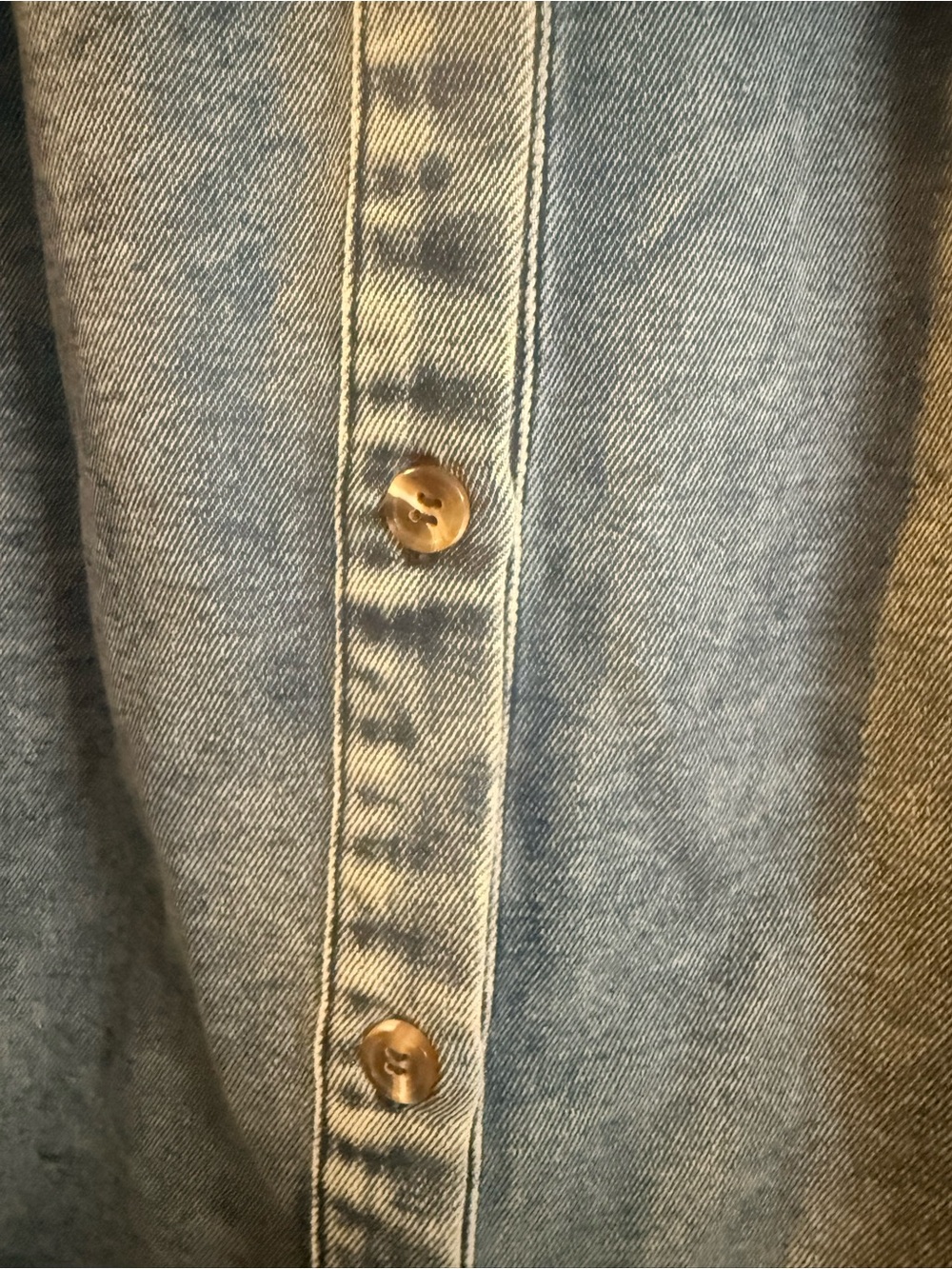 Denim Button-Front Short Sleeve Dress - Light Blue - Picture 4 of 5